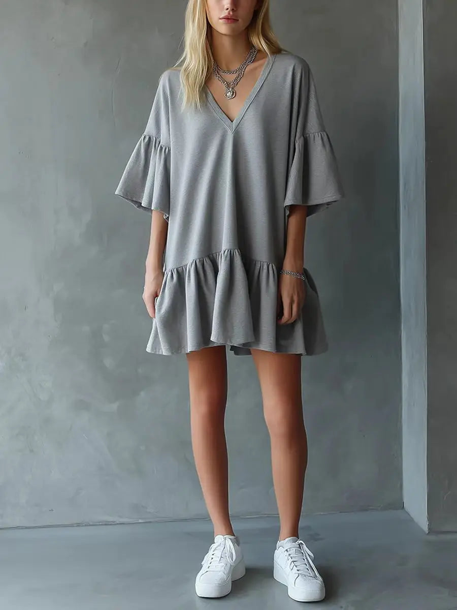 Women's Lightweight V Neck Mini Dress
