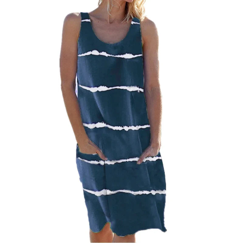 Women's Striped Tank Midi Dress