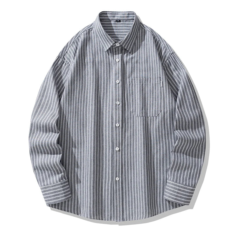 Relaxed Fit Striped Long-Sleeve Shirt