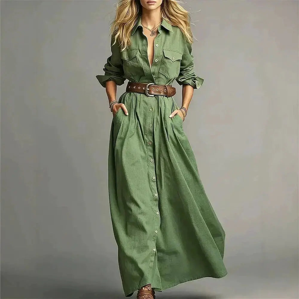 Women's Button Front Maxi Dress