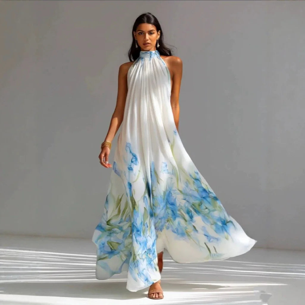 Women's Printed Halter Maxi Dress