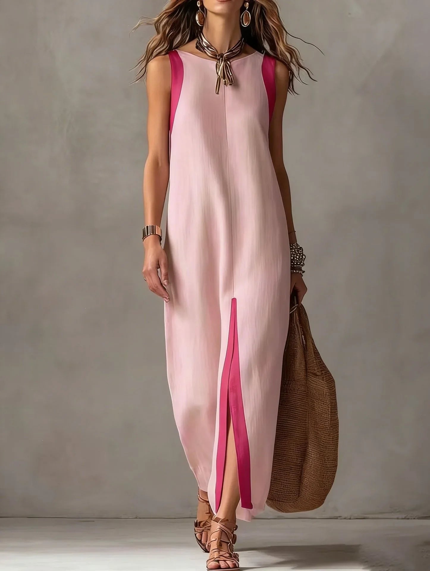 Women's Sleeveless Front Slit Maxi Dress
