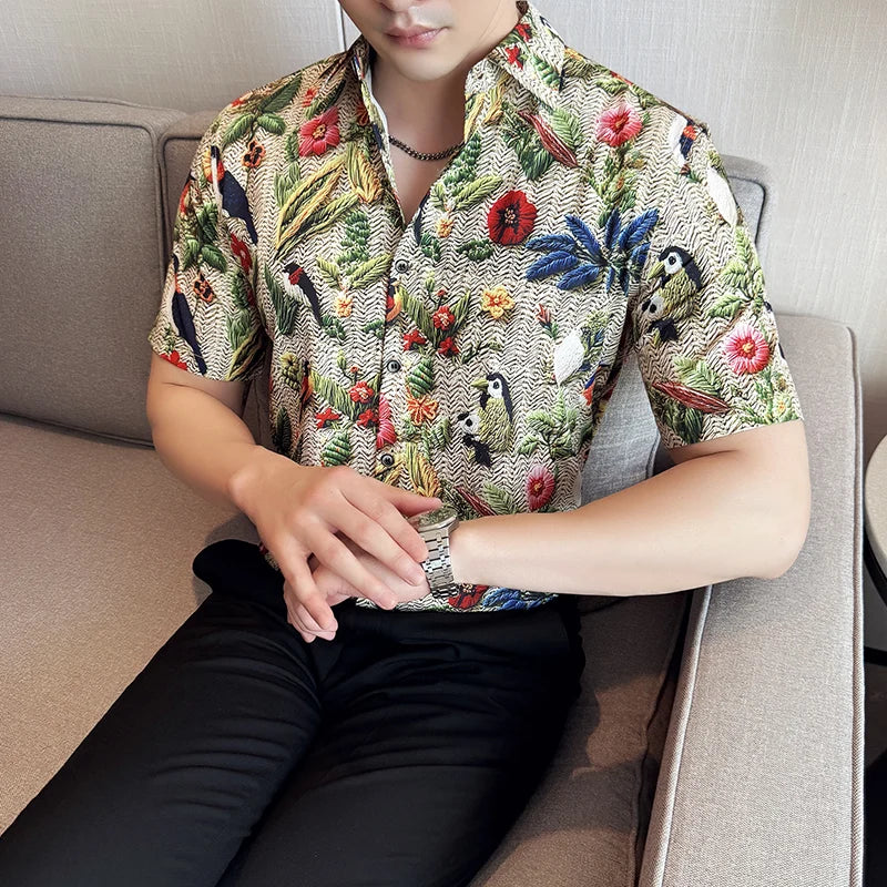 Slim Fit Printed Short-Sleeve Shirt