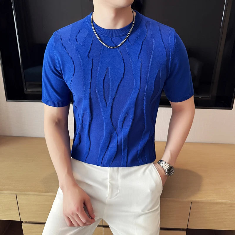 Slim Fit Short-Sleeve Knit Sweater