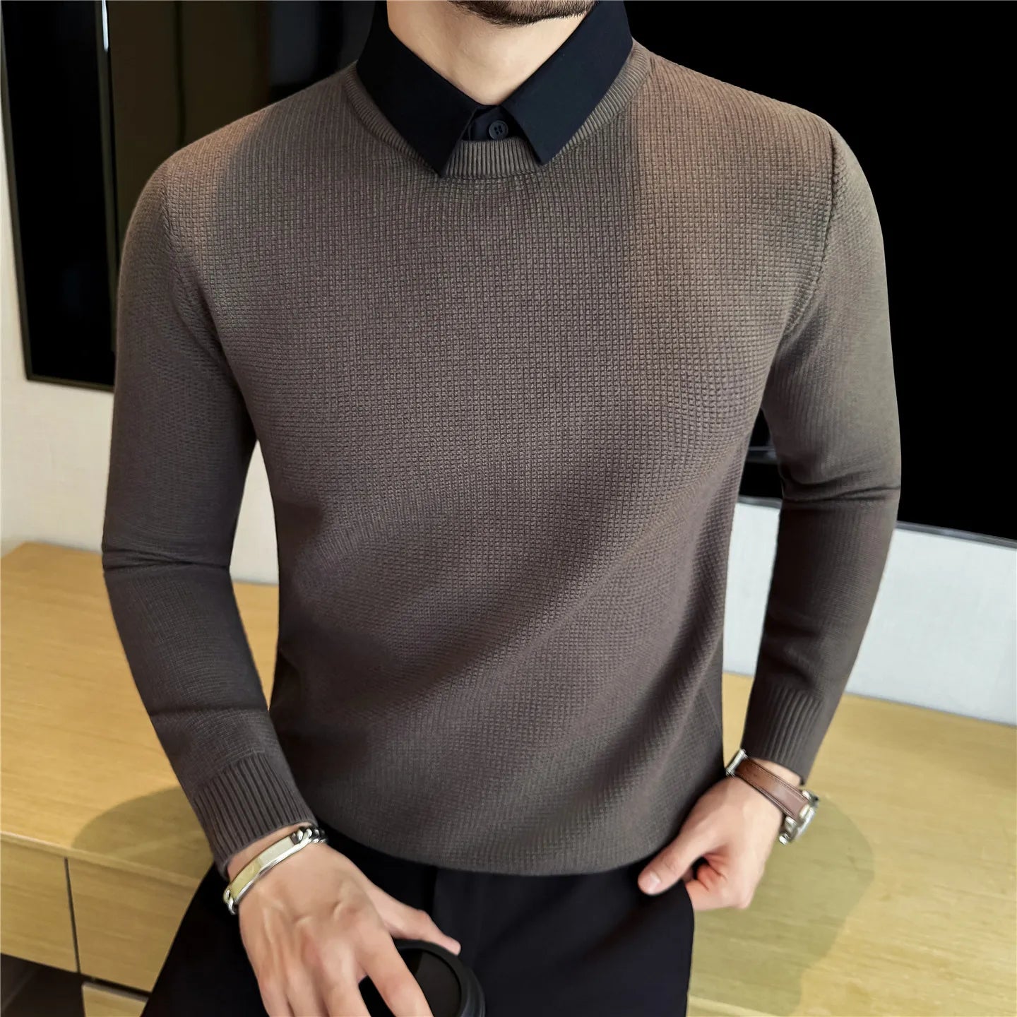 Slim Fit Long-Sleeve Knit Sweater