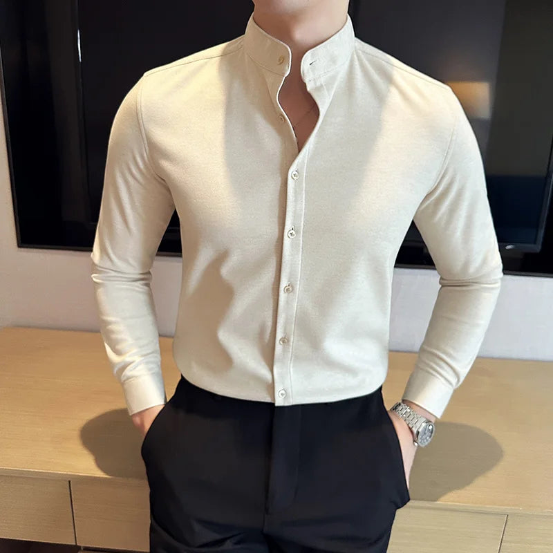 Slim Fit Wool Long-Sleeve Shirt