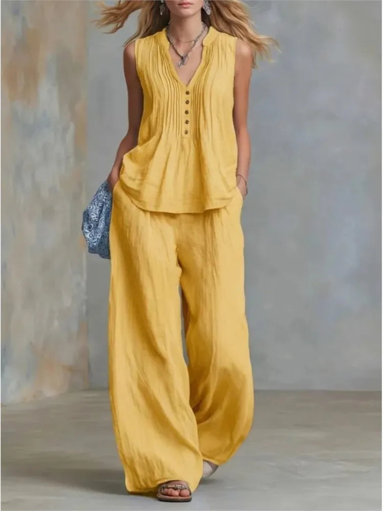 Women's Pleated Two Piece Set