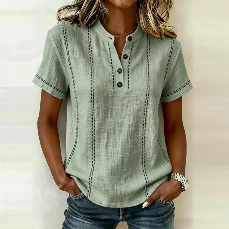 Women's Textured Button Blouse