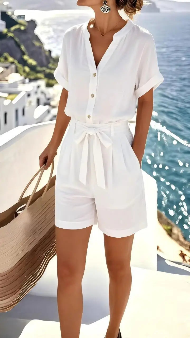 Women's Lightweight Linen-Blend Romper