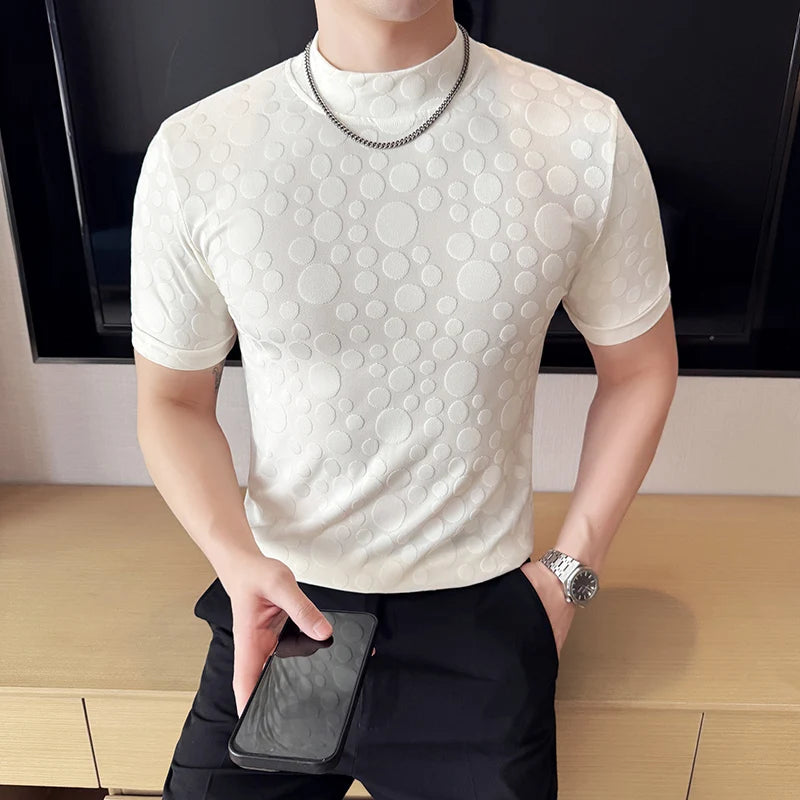Slim Fit Short-Sleeve Turtleneck T-Shirt