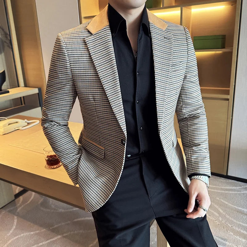 Slim Fit Houndstooth Blazer