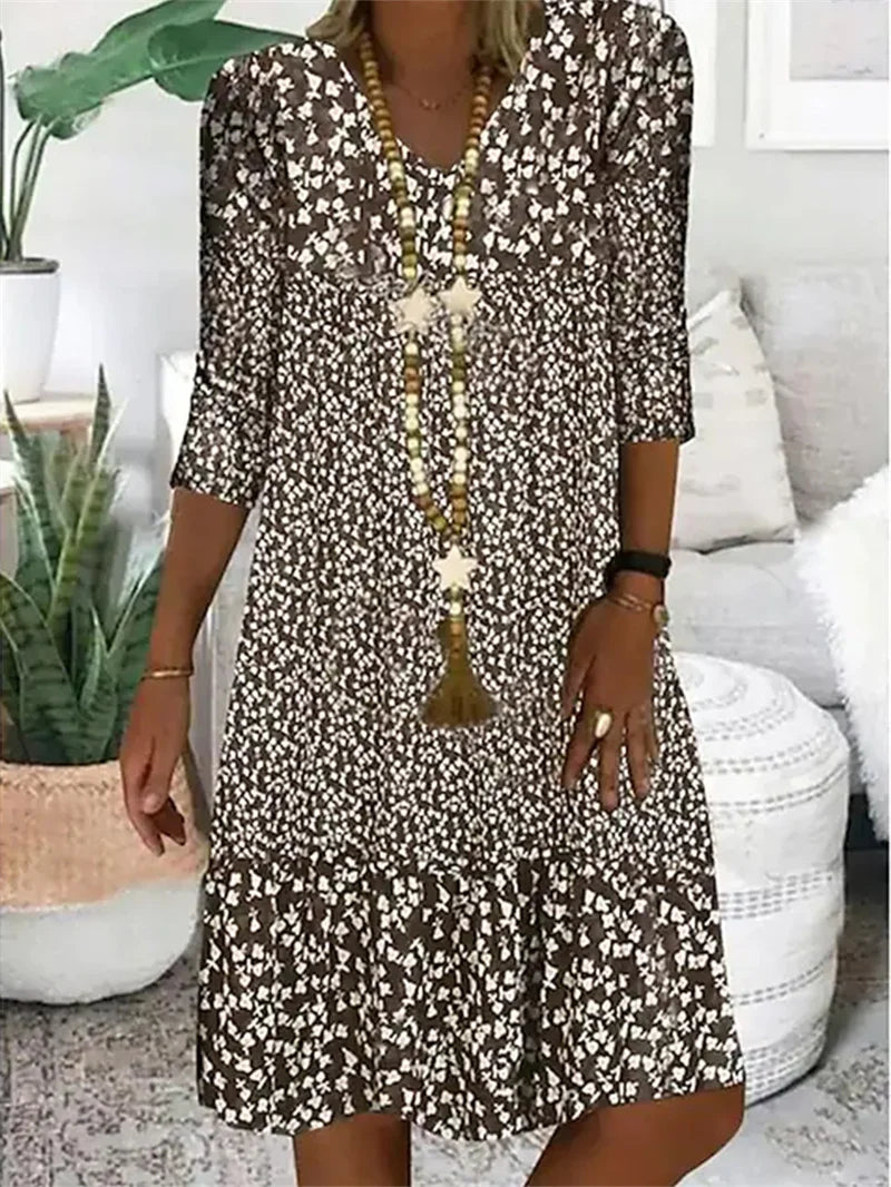 Women's Printed Relaxed Midi Dress