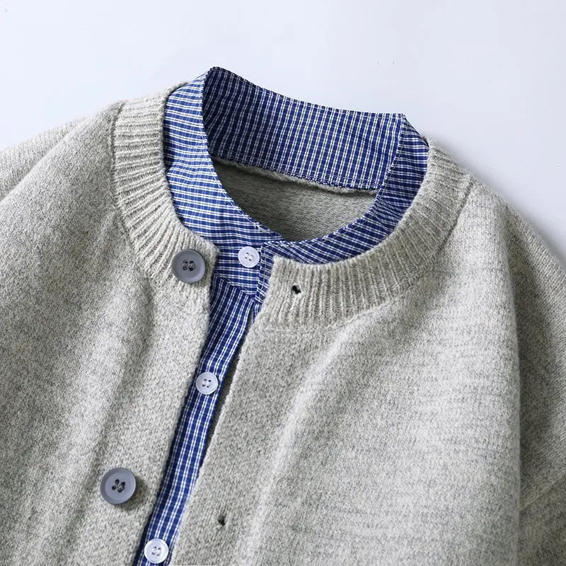 Plaid Long-Sleeve Cardigan