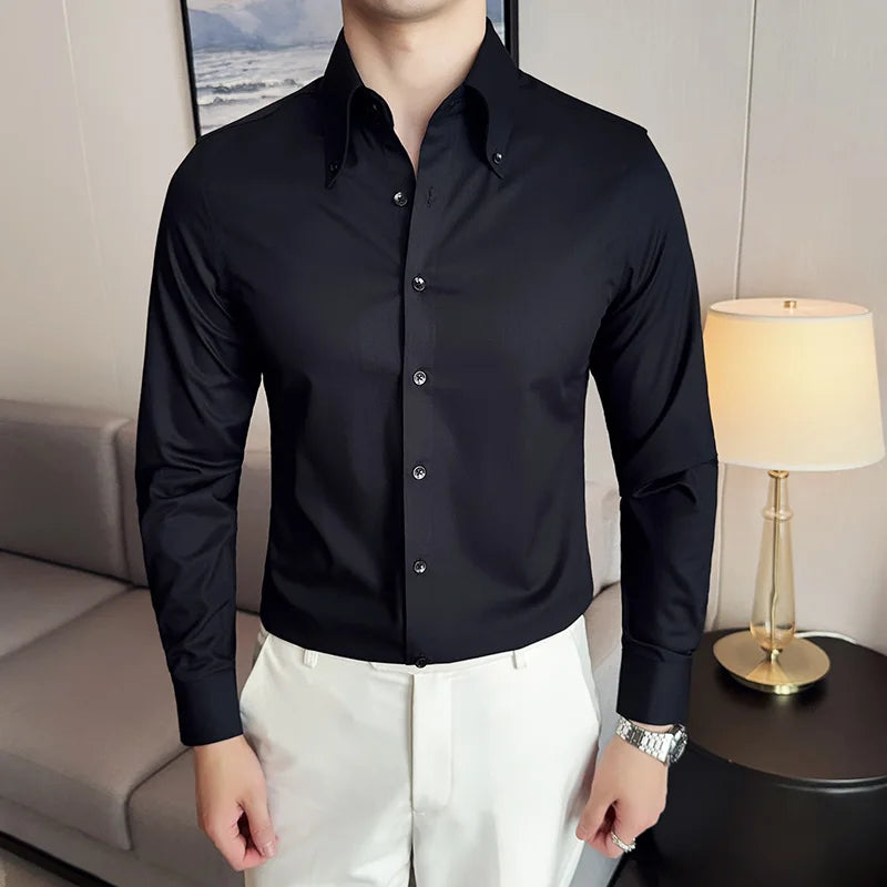 Slim Fit Long-Sleeve Tuxedo Shirt