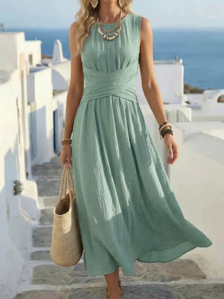 Women's Ruched Waist Maxi Dress