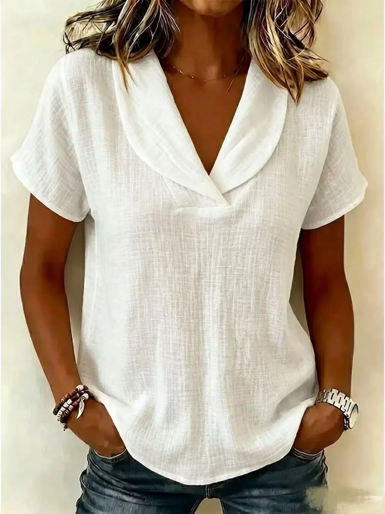 Women's Relaxed V Neck Blouse
