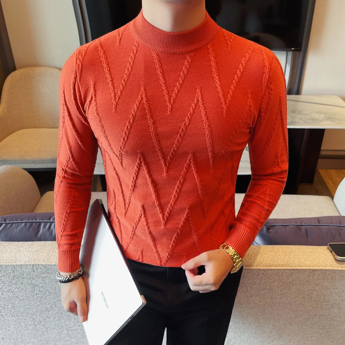 Slim Fit Long-Sleeve Knit Sweater