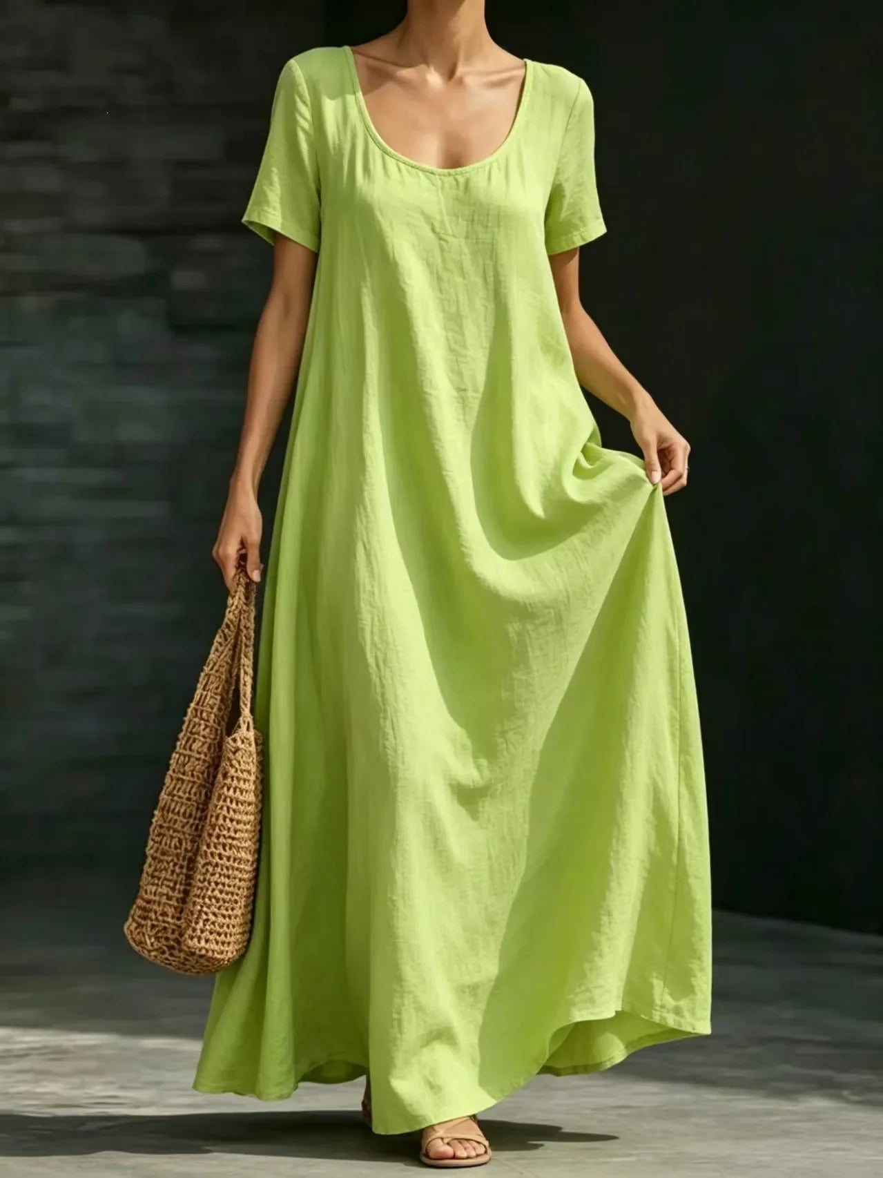 Women's Casual Loose Fit a Line Maxi Dress