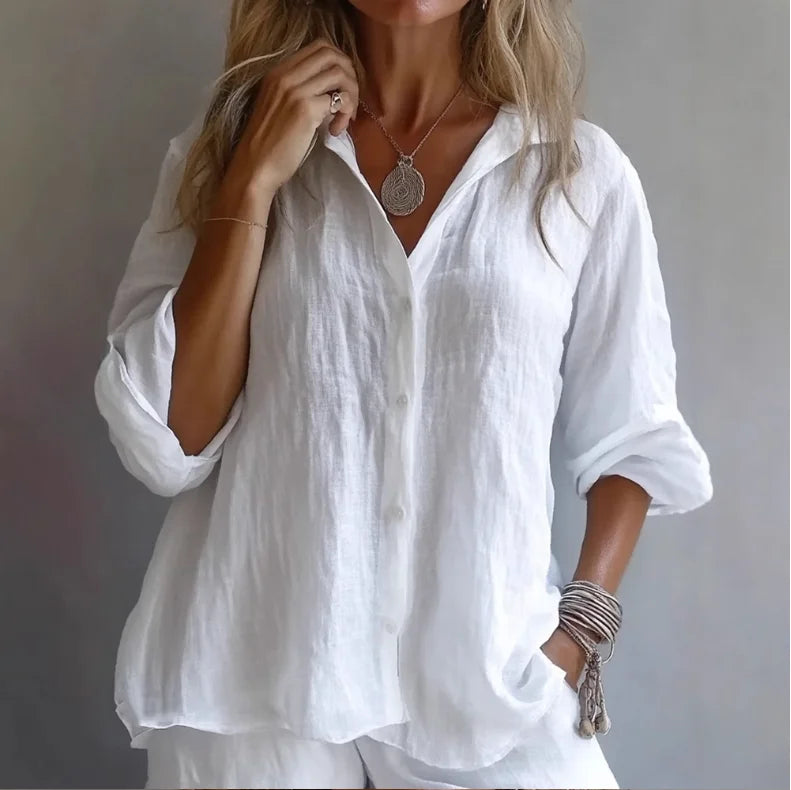 Women's Breathable Linen Button Shirt