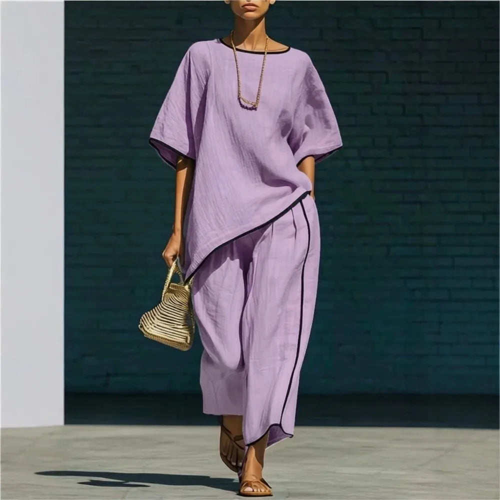 Women's Linen Cropped Pant Set