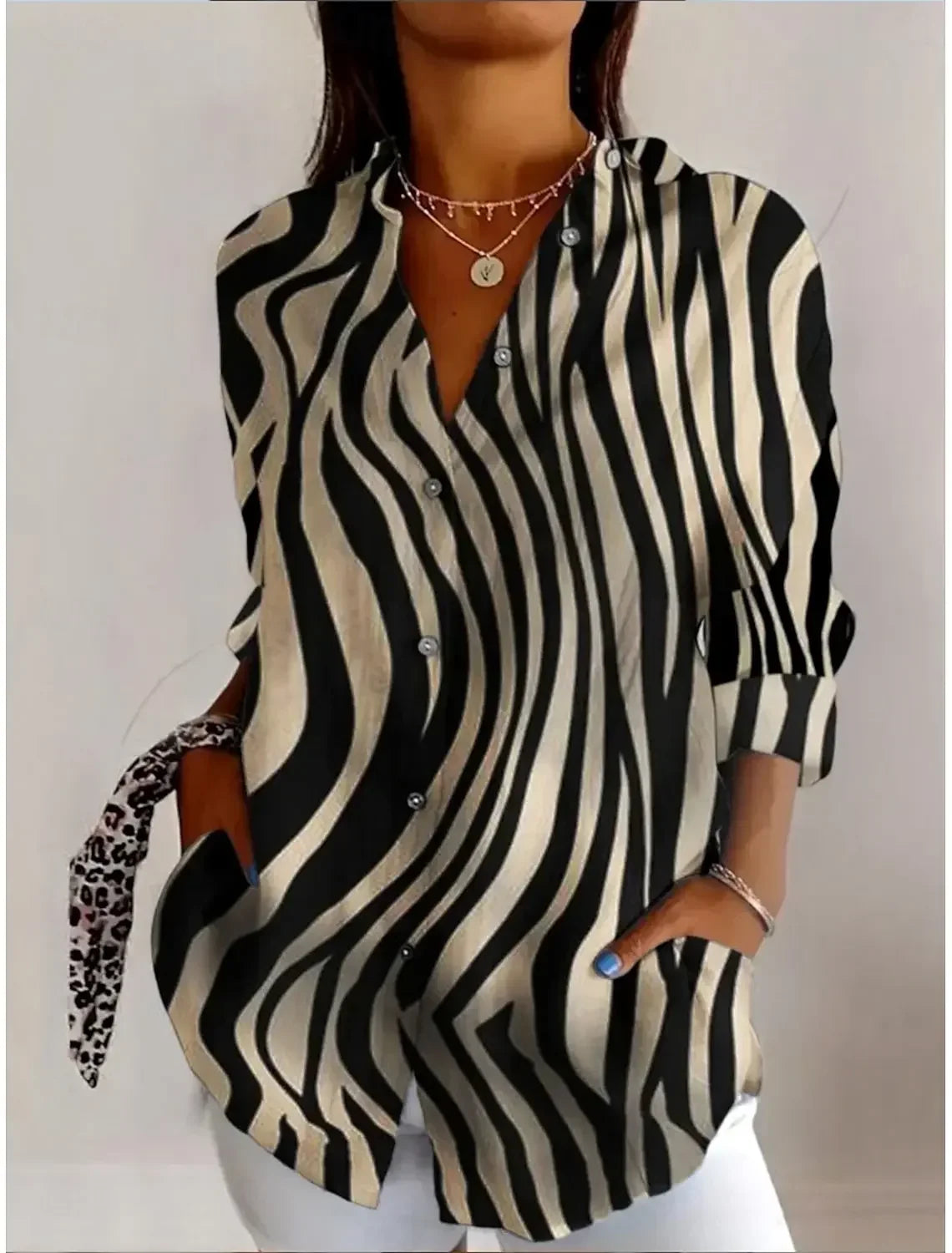 Women's Geometric Button Shirt
