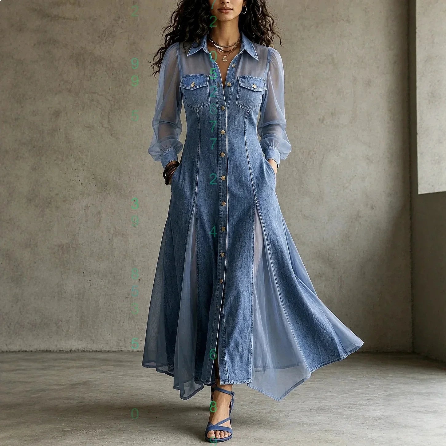 Women's Chiffon Shirt Maxi Dress