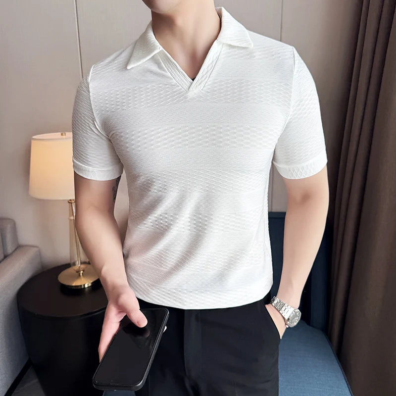 Slim Fit Short-Sleeve V-Neck Polo Shirt
