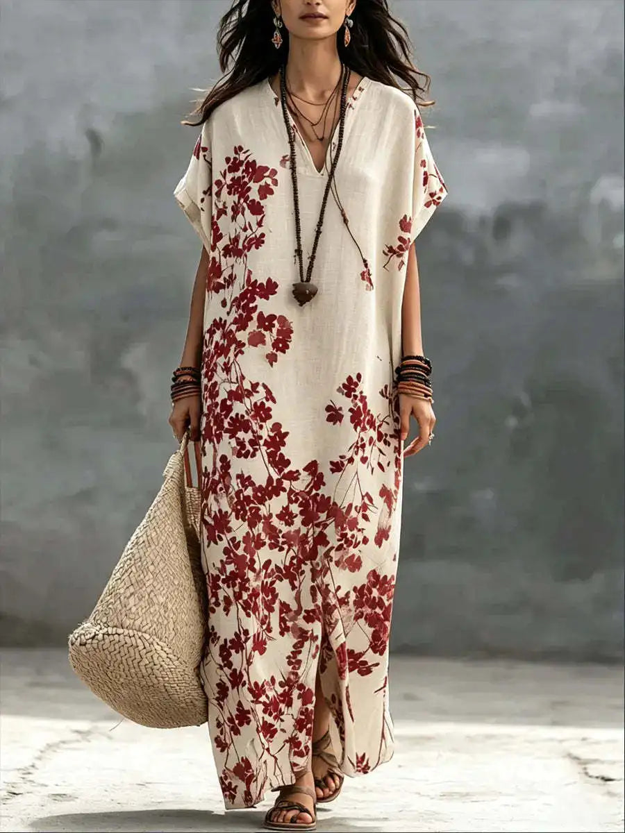Women's Bohemian V Neck Maxi Dress