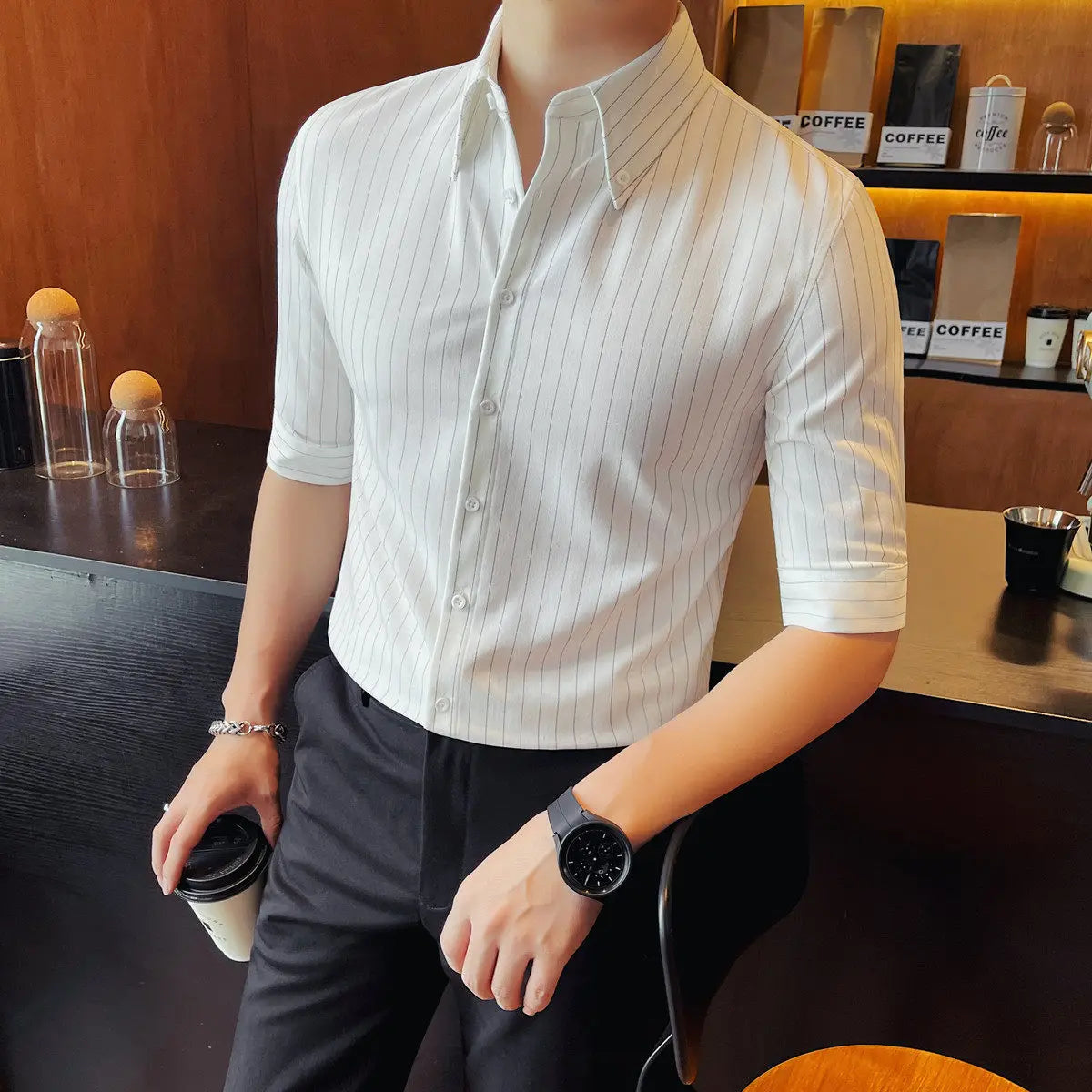 Slim Fit Striped Dress Shirt