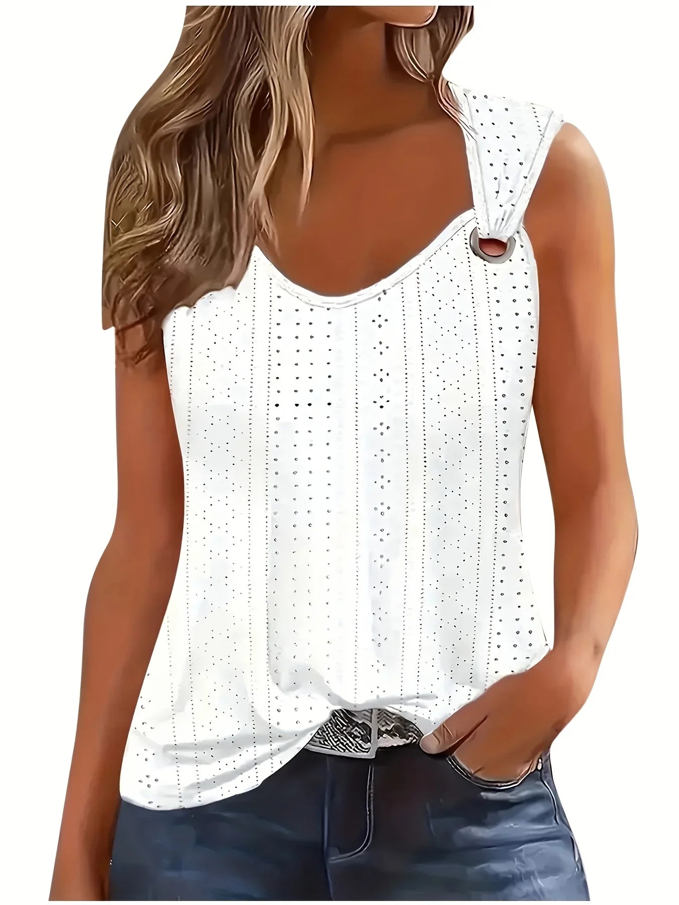 Women's Casual Eyelet Blouse