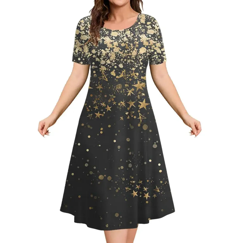 Women's Printed a Line Midi Dress