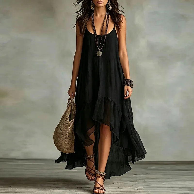 Women's Flowy Ruffle Maxi Dress