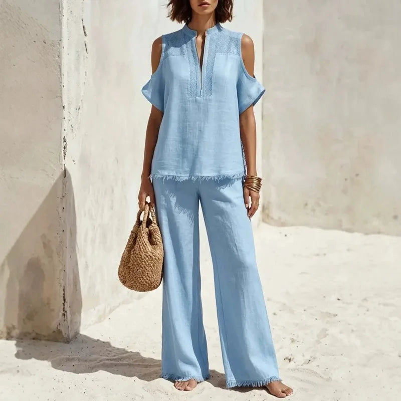 Women's Zip Neck Two Piece Set