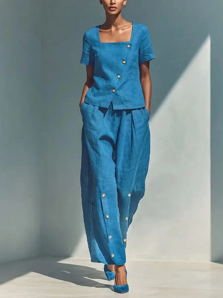 Women's Button Front Trouser Set