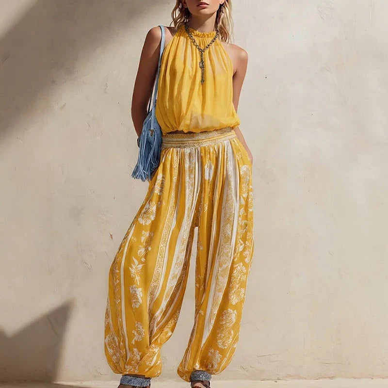 Women's Printed Wide Leg Set