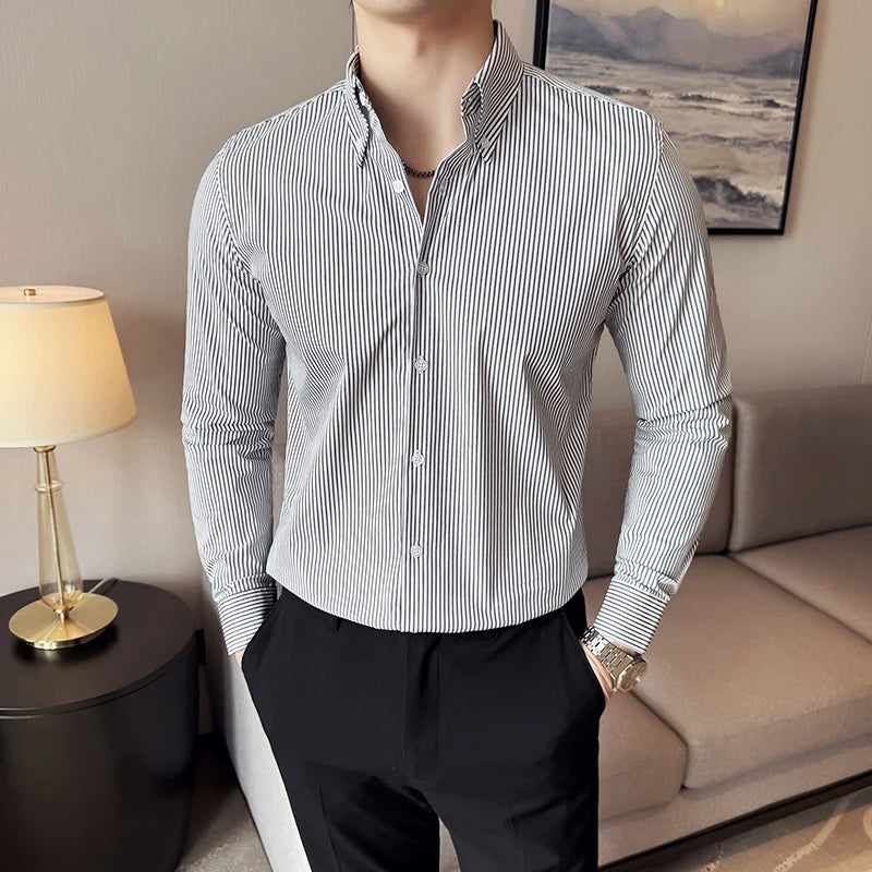 Slim Fit Long-Sleeve Tuxedo Shirt