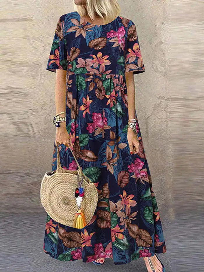 Women's Vintage Floral Maxi Dress