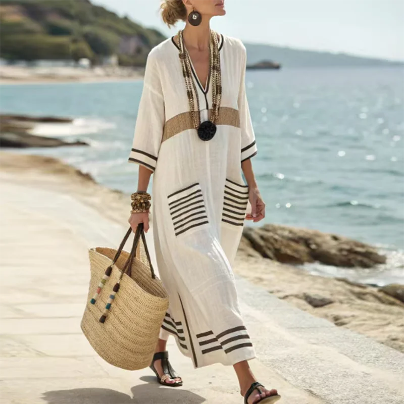 Women's Striped Kaftan Dress
