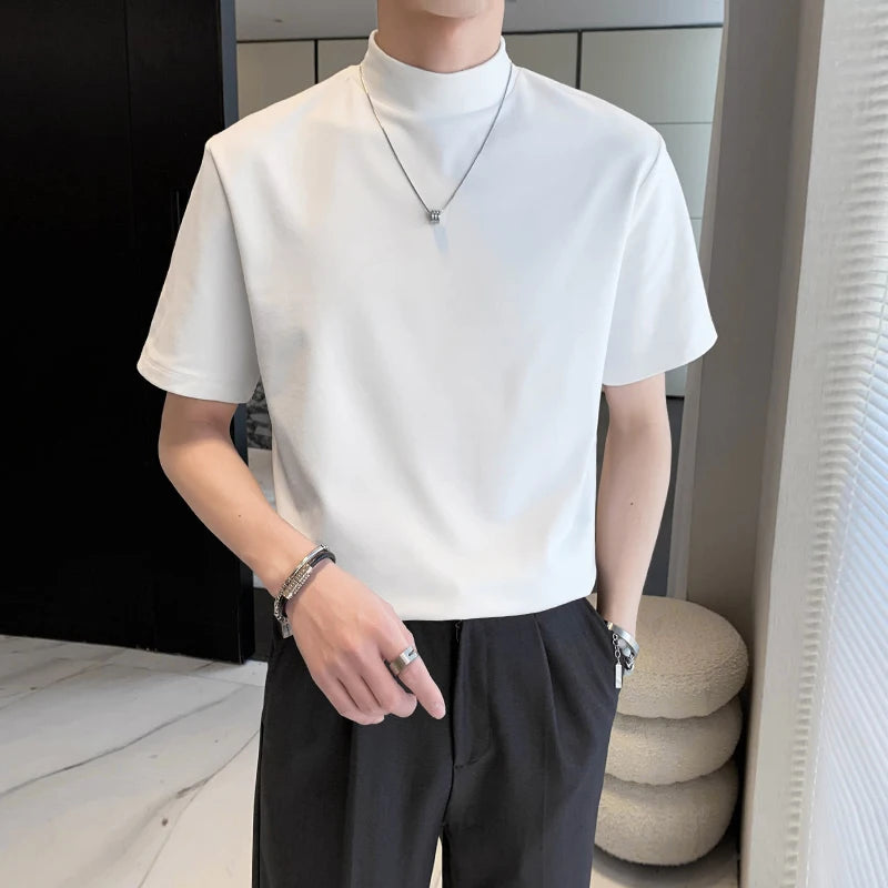 Slim Fit Short-Sleeve Turtleneck T-Shirt
