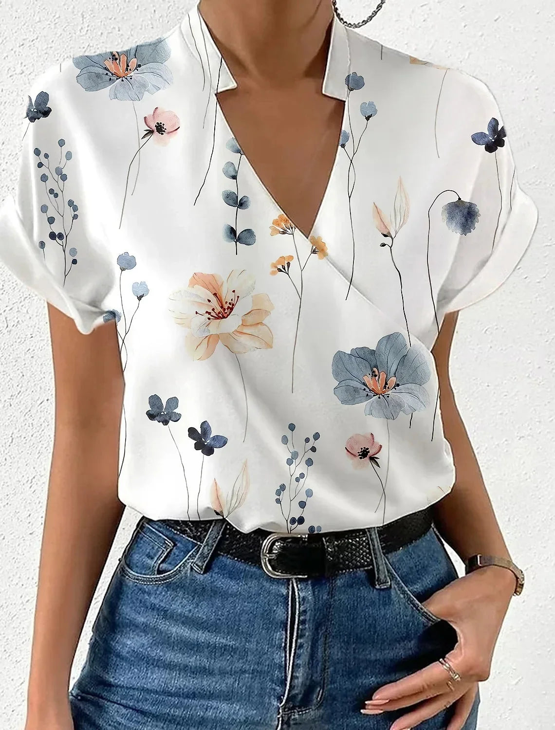 Women's Floral Wrap Blouse