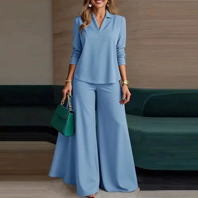 Women's Relaxed Wide Leg Pants Set