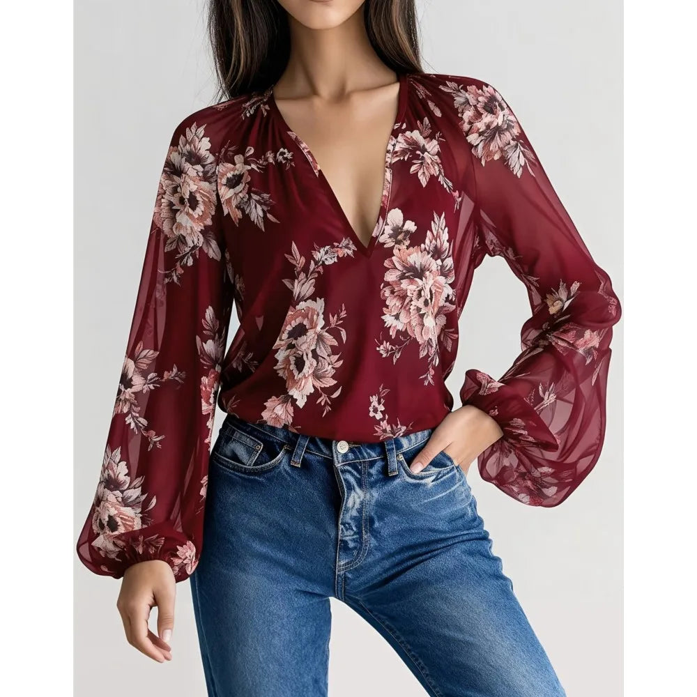 Women's Floral Chiffon Blouse