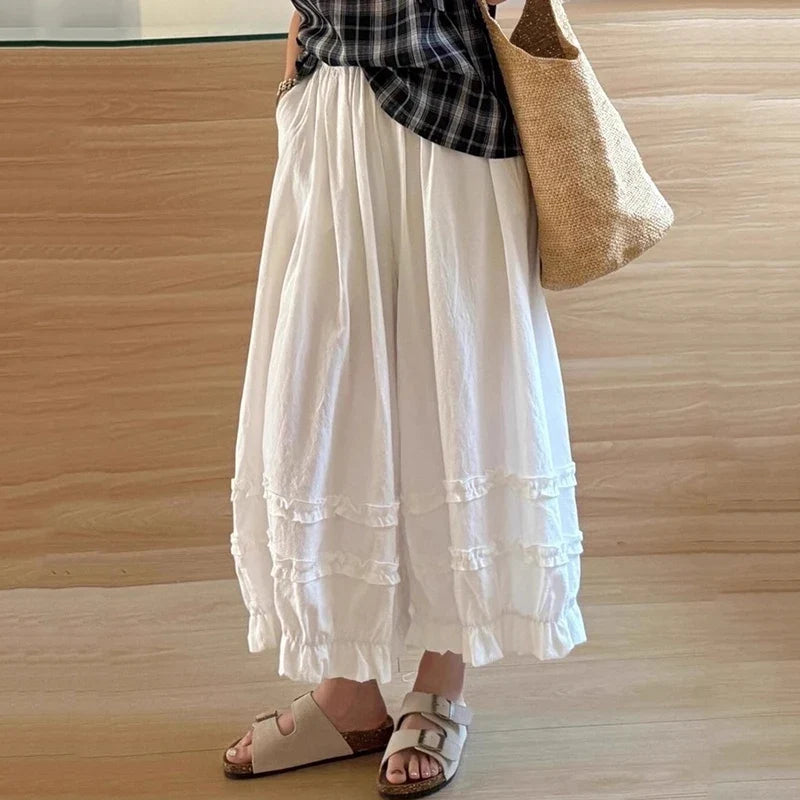 Women's Lace Trim Wide Leg Trousers