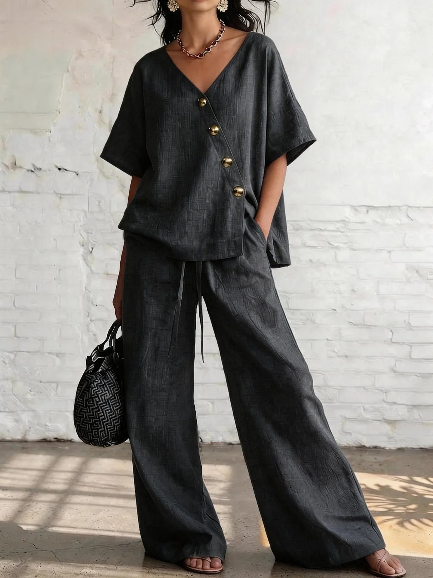 Women's Relaxed Wide Leg Trouser Set