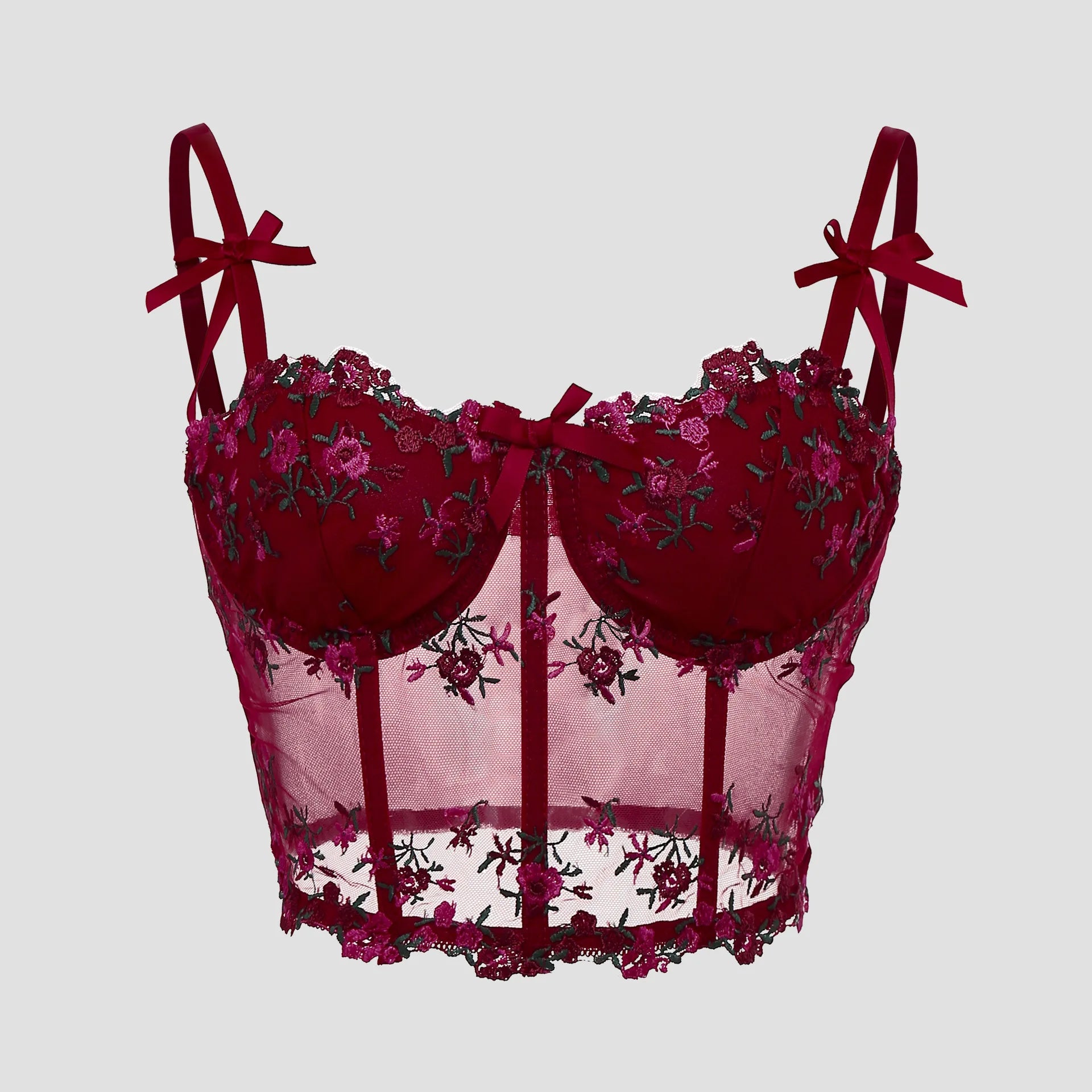Women's Floral Embroidered Corset Top
