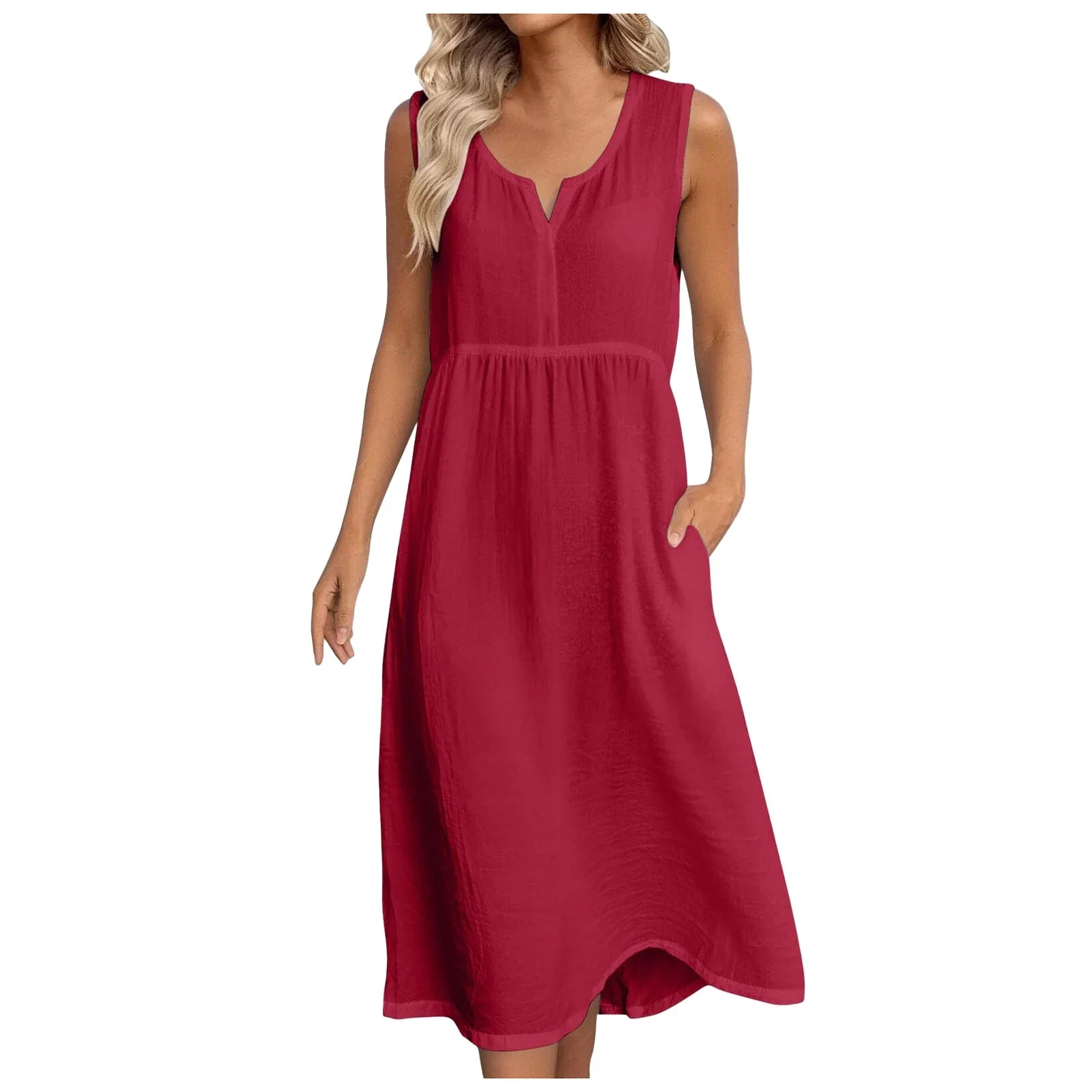 Women's Notch Neck Midi Dress