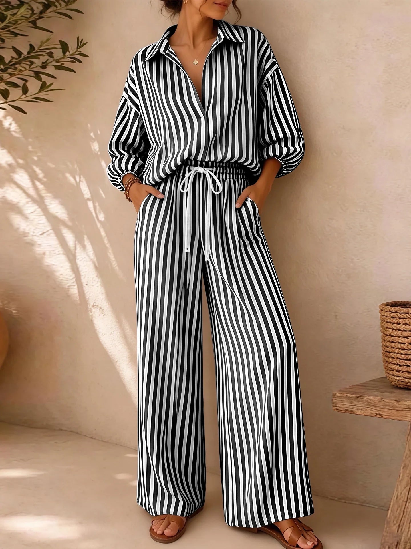 Women's Striped Two-Piece Set