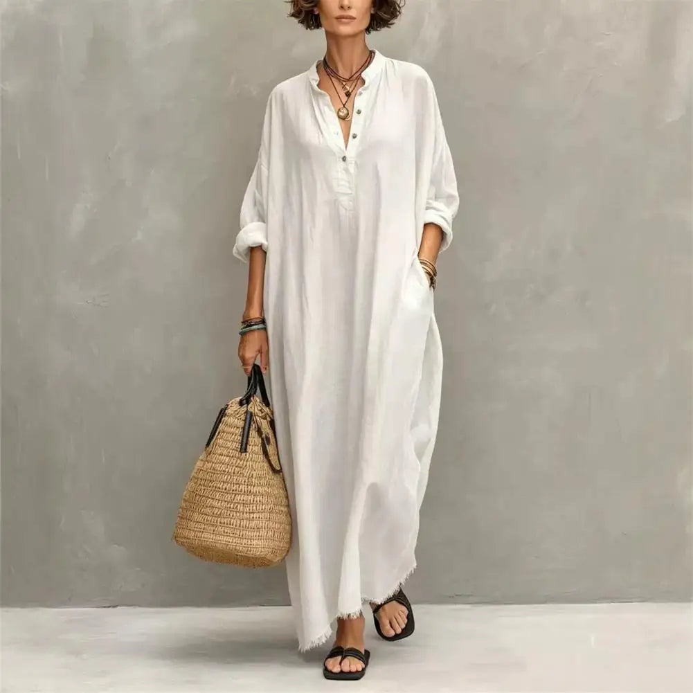 Women's Casual Maxi Shirt Dress