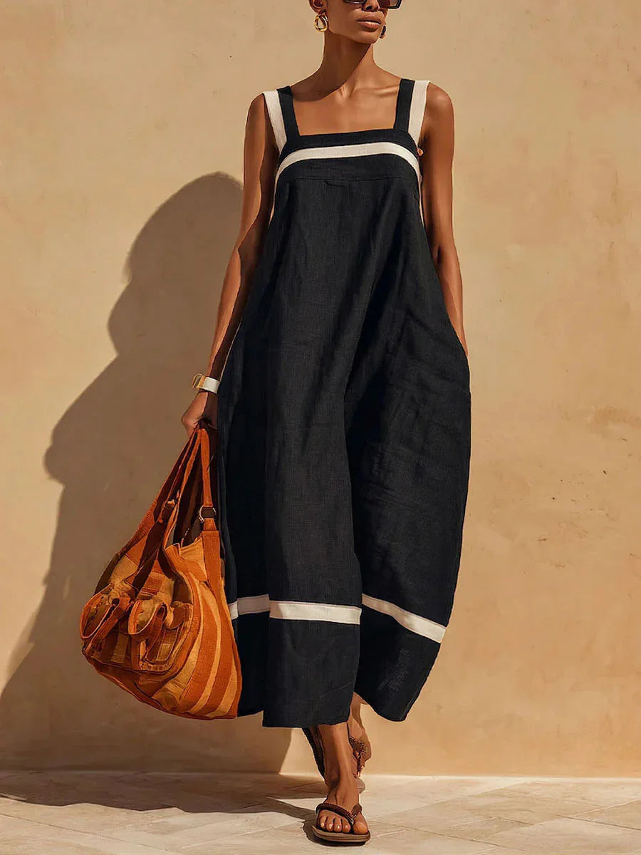 Women's Breathable Linen Slip Midi Dress