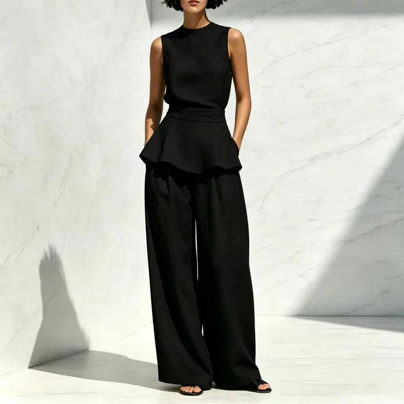 Women's Sleeveless Wide Leg Pants Set